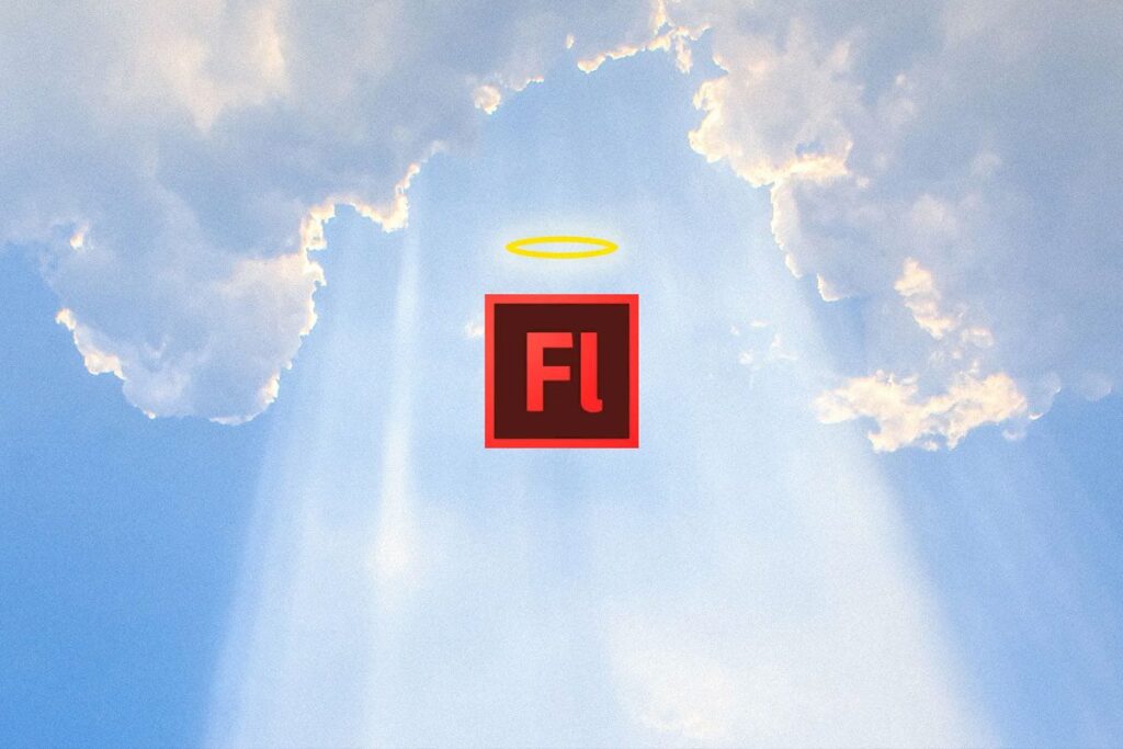 Flash Player's Icon Rising through the Clouds into Heaven
