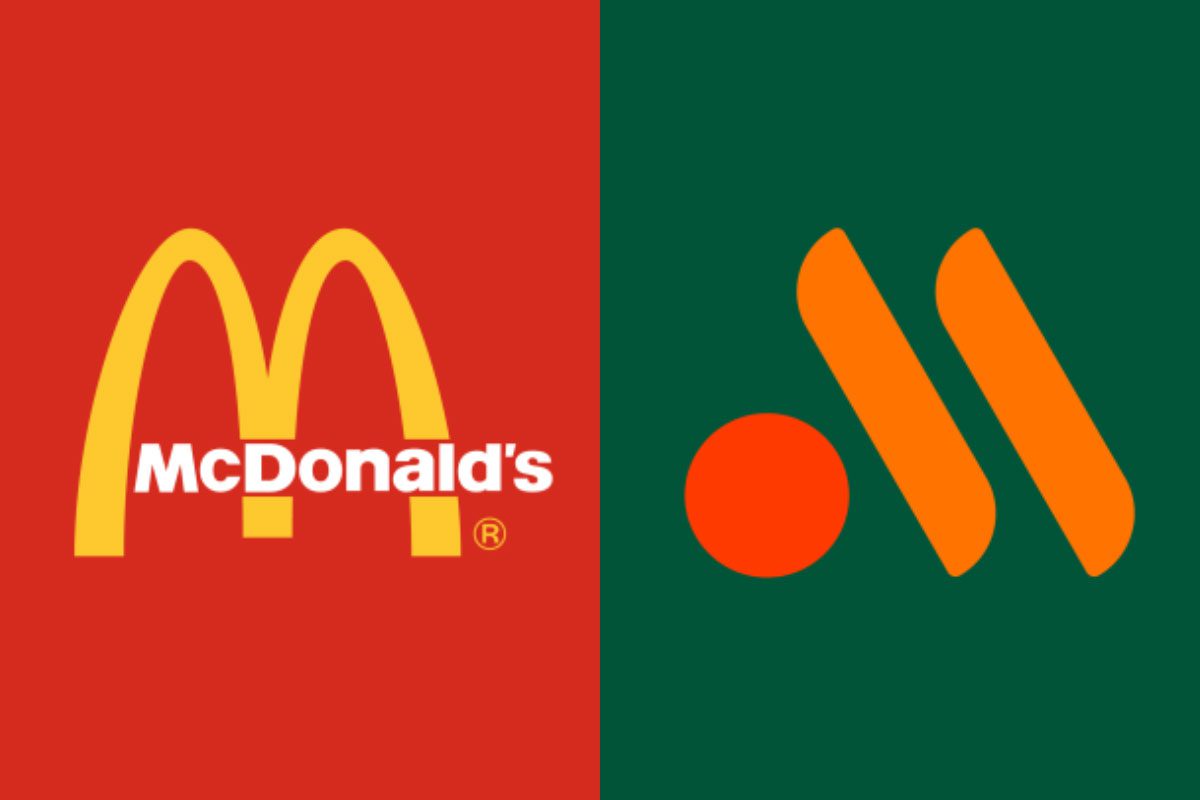 McDonald's logo beside the de-arched Russian chain logo